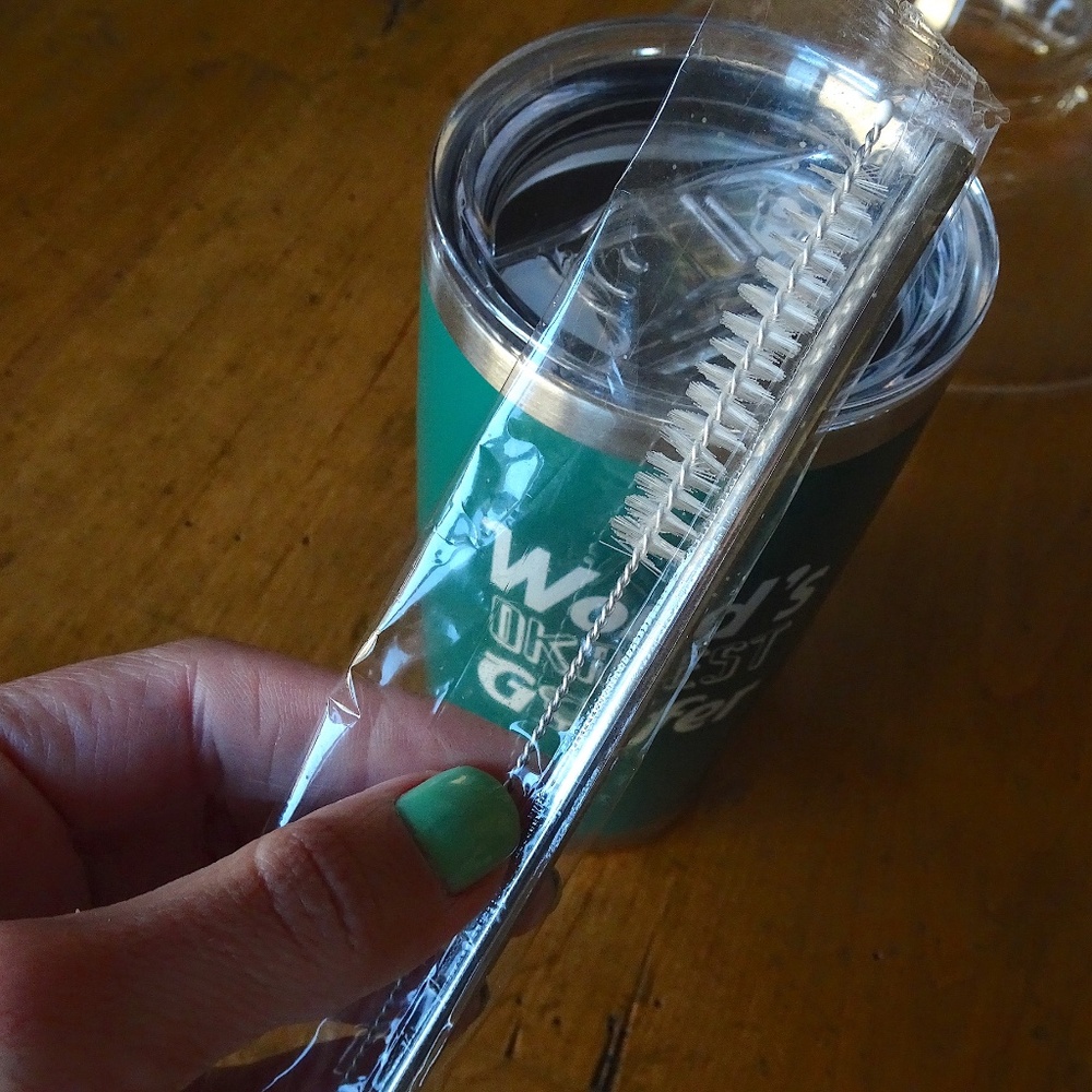 World's Okayest Golfer Forest Green Tumbler w/ Metal Straw 20 oz - Gift For Him - Picture 4 of 5
